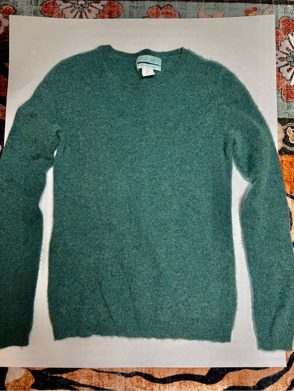 Ellen Tracy Women's Teal Crewneck Sweater